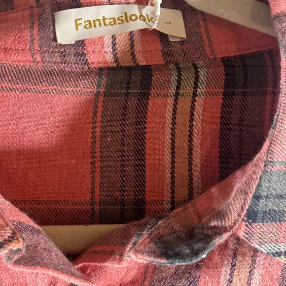 Fantaslook Flannel Shirts, Women Oversized Plaid Button Down - Picture 3 of 5